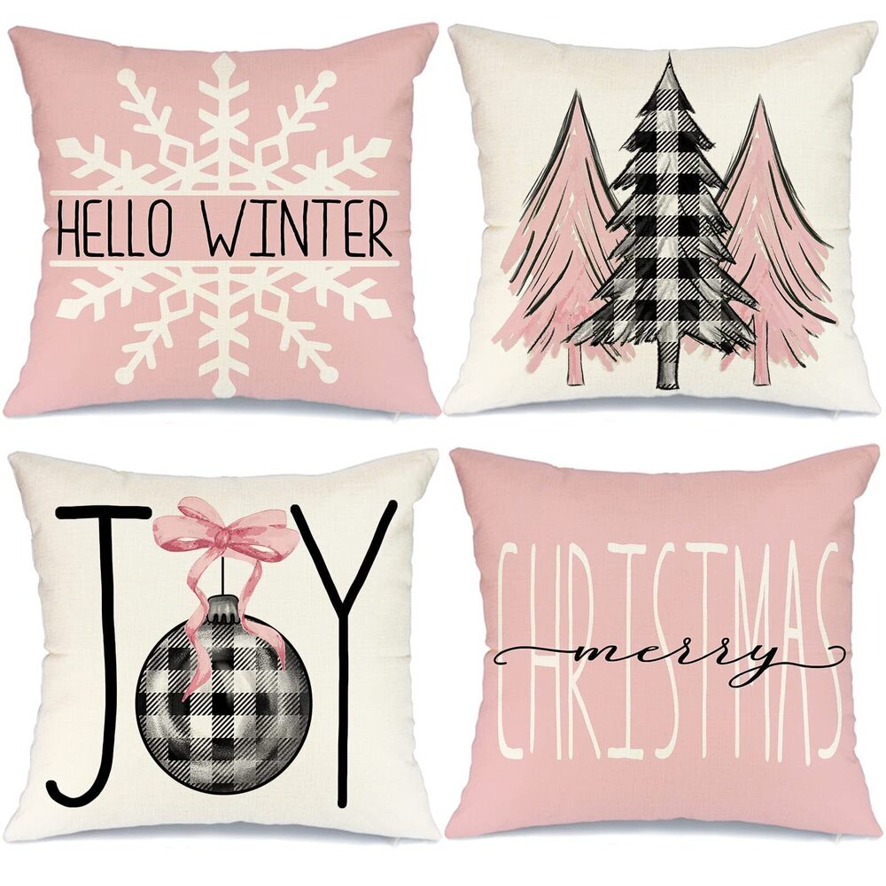 4334 Christmas Pillow Covers 16x16 Set of 4 for Christmas Decorations